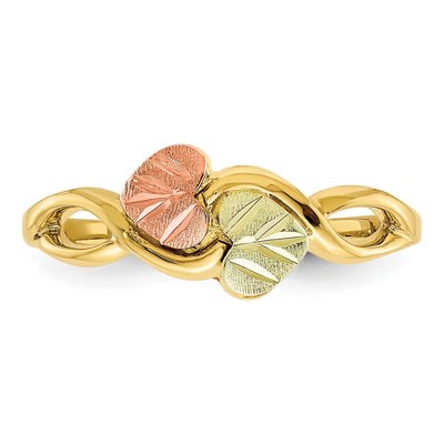 10K Tri-Color Gold Black Hills Two Heart Ring – view 6