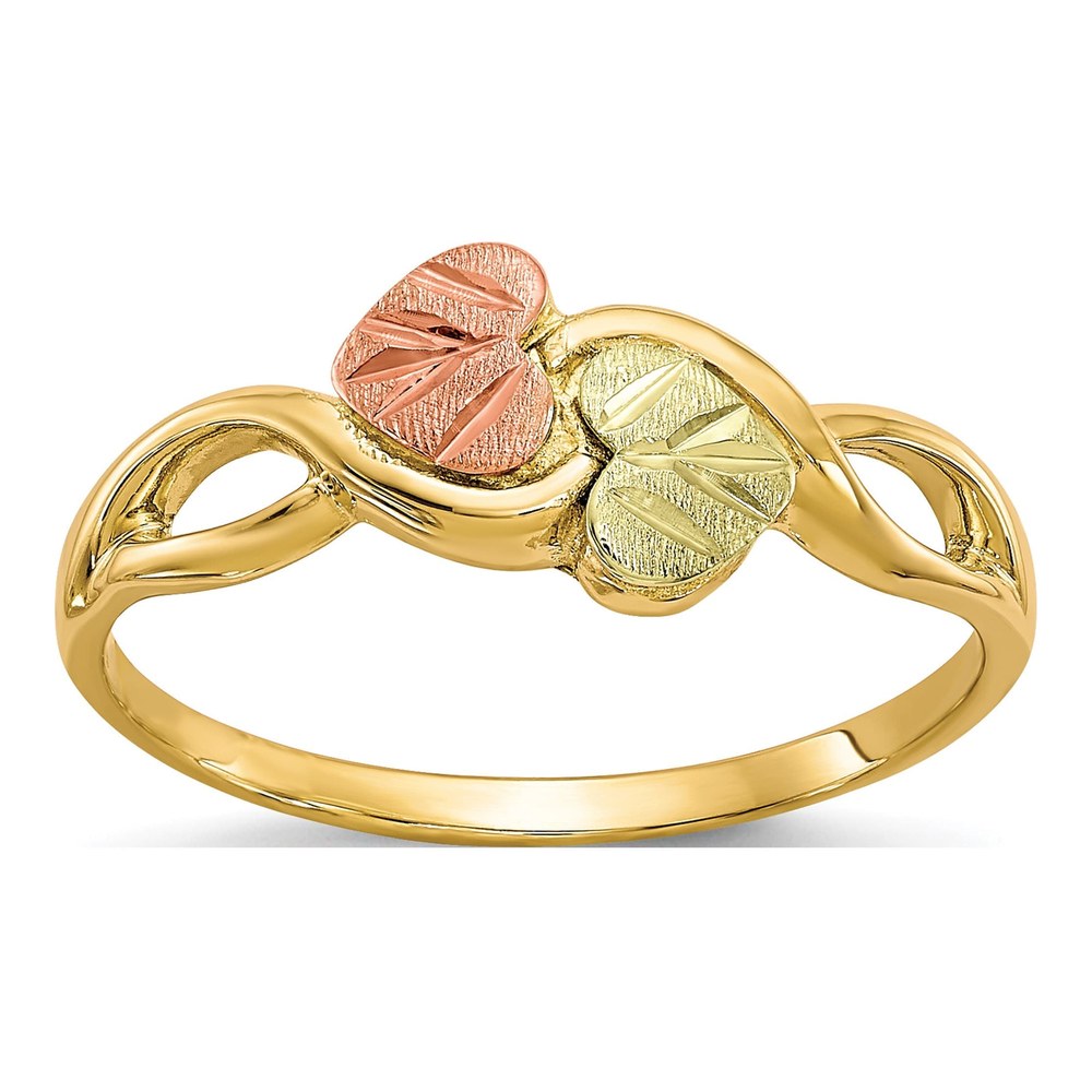 10K Tri-Color Gold Black Hills Two Heart Ring