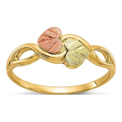 10K Tri-Color Gold Black Hills Two Heart Ring