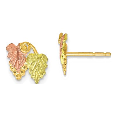10K Tri-Color Gold Black Hills Grape Stud Earrings