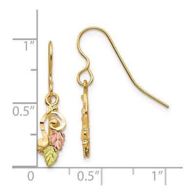 10K Tri-Color Gold Black Hills Leaf Scroll Dangle Earrings – view 5