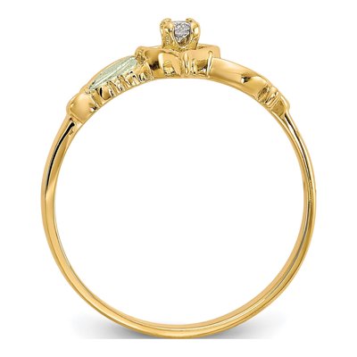 10K Tri-Color Gold 1/20 ct tw Diamond Hills Heart Ring – view 3
