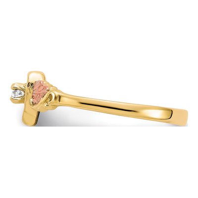 10K Tri-Color Gold 1/20 ct tw Diamond Hills Heart Ring – view 4