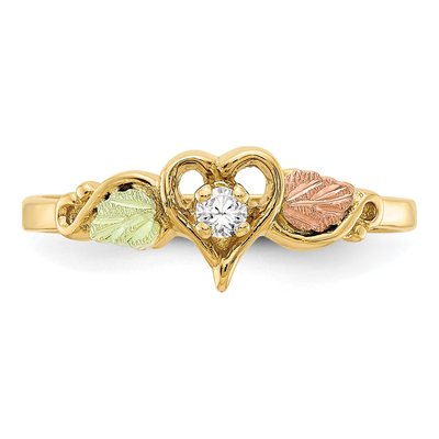 10K Tri-Color Gold 1/20 ct tw Diamond Hills Heart Ring – view 6