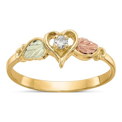 10K Tri-Color Gold 1/20 ct tw Diamond Hills Heart Ring