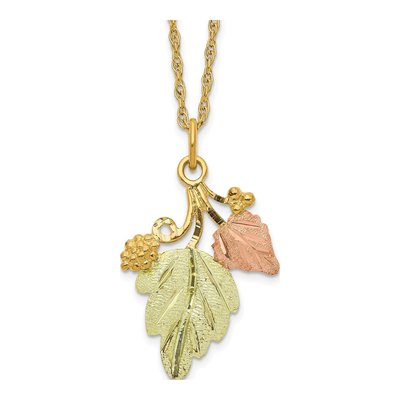 10K Tri-Color Gold Black Hills Grapes Pendant Necklace