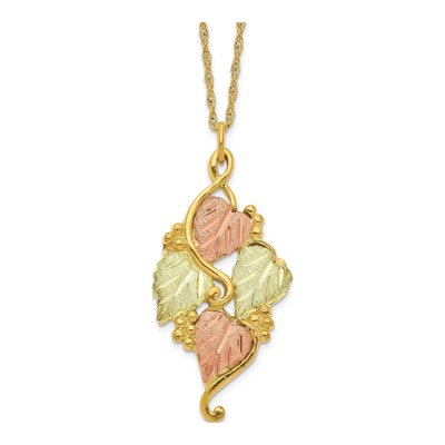 10K Tri-Color Gold Black Hills Grapes Pendant Necklace