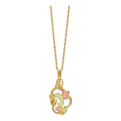10K Tri-Color Gold Black Hills Hummingbird Pendant Necklace – view 3