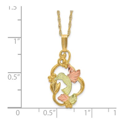 10K Tri-Color Gold Black Hills Hummingbird Pendant Necklace – view 4