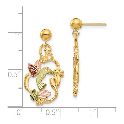 10K Tri-Color Gold Black Hills Hummingbird Dangle Earrings – view 5