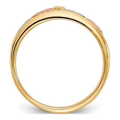 10K Tri-Color Gold Black Hills Leaves Band – view 3