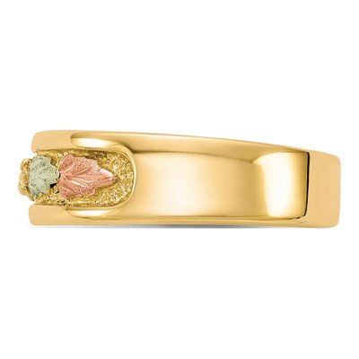 10K Tri-Color Gold Black Hills Leaves Band – view 4