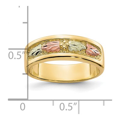 10K Tri-Color Gold Black Hills Leaves Band – view 5