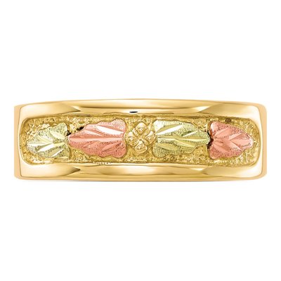10K Tri-Color Gold Black Hills Leaves Band – view 6