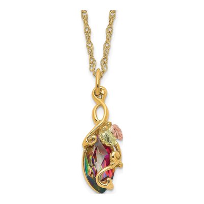 10K Tri-Color Gold Mystic Fire Topaz Hills Pendant Necklace