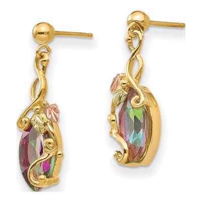 10K Tri-Color Gold Mystic Fire Topaz Hills Mystic Dangle Earrings – view 3
