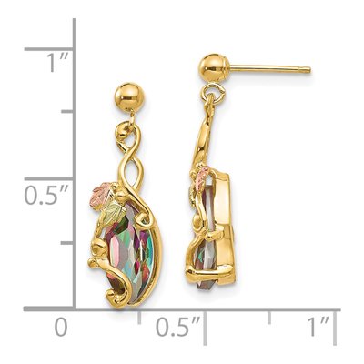 10K Tri-Color Gold Mystic Fire Topaz Hills Mystic Dangle Earrings – view 5