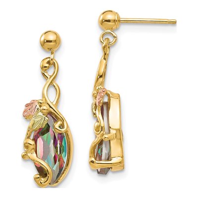 10K Tri-Color Gold Mystic Fire Topaz Hills Mystic Dangle Earrings