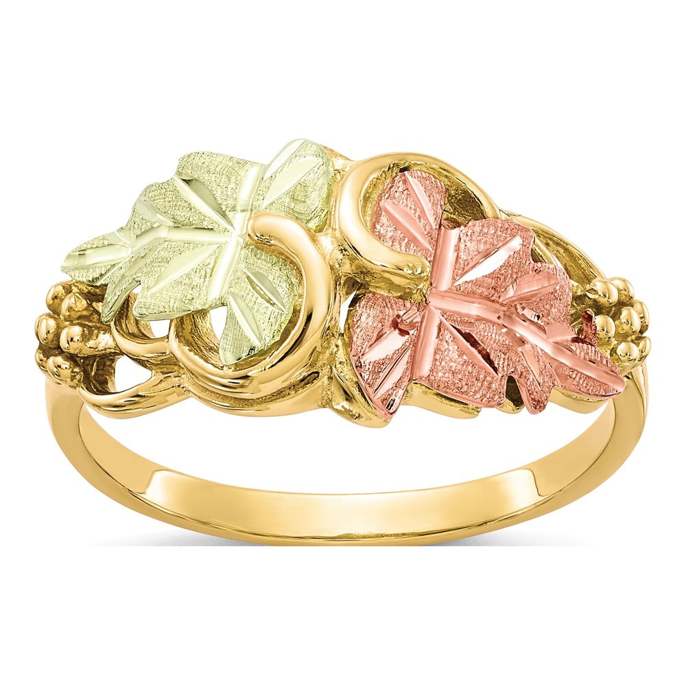 10K Tri-Color Gold Black Hills Grapes Ring