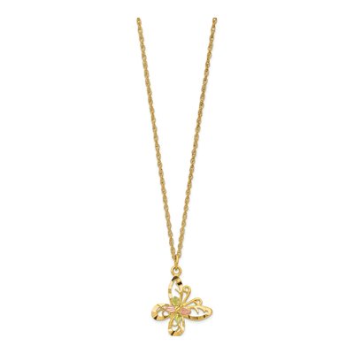 10K Tri-Color Gold Black Hills Butterfly Pendant Necklace – view 3