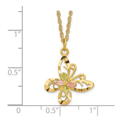 10K Tri-Color Gold Black Hills Butterfly Pendant Necklace – view 4