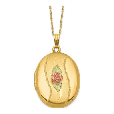 10K Tri-Color Gold Black Hills Locket Pendant Necklace