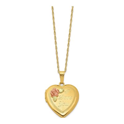 10K Tri-Color Gold Black Hills I LOVE YOU Heart Pendant Necklace – view 3