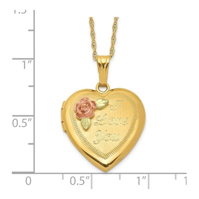 10K Tri-Color Gold Black Hills I LOVE YOU Heart Pendant Necklace – view 4
