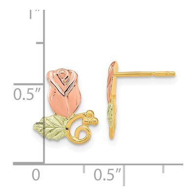 10K Tri-Color Gold Black Hills Rosebud Stud Earrings – view 4