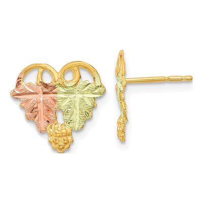 10K Tri-Color Gold Black Hills Grapes Stud Earrings