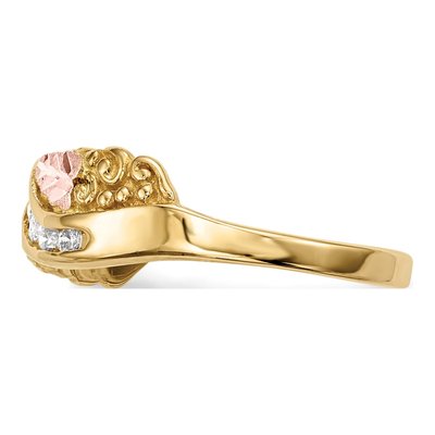 10K Tri-Color Gold 1/6 ct tw Diamond Hills Grapes Leaves Ring – view 4