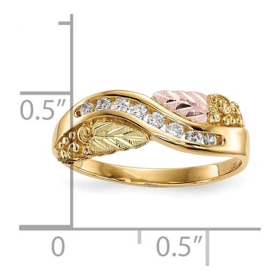 10K Tri-Color Gold 1/6 ct tw Diamond Hills Grapes Leaves Ring – view 6