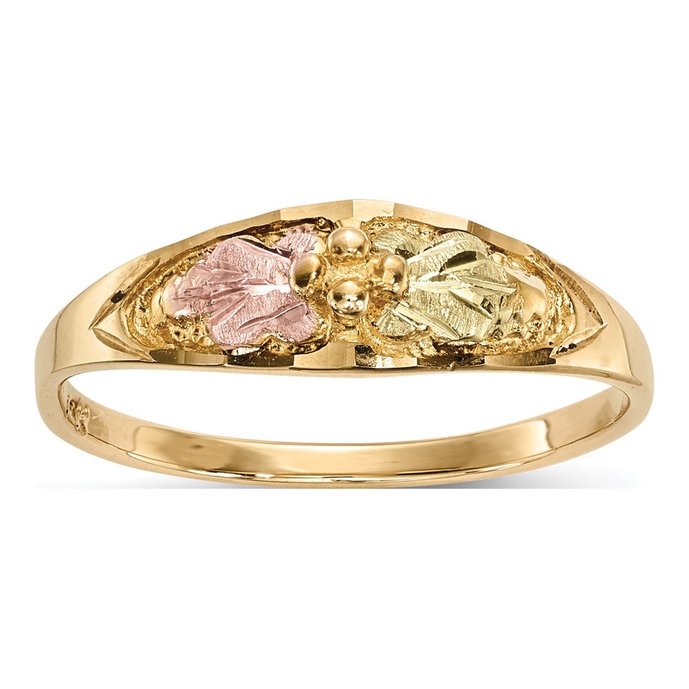 10K Tri-Color Gold Black Hills Leaves Ring