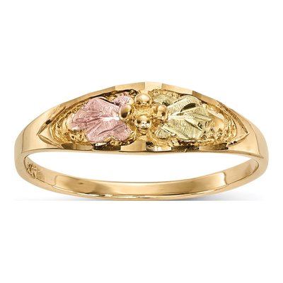 10K Tri-Color Gold Black Hills Leaves Ring