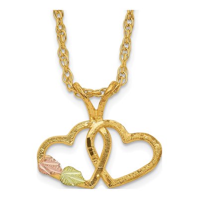 10K Tri-Color Gold Black Hills Heart Pendant Necklace