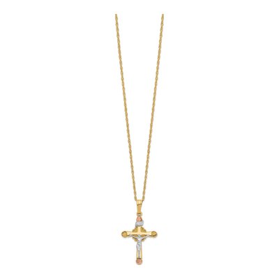 10K Tri-Color Gold Black Hills Crucifix Pendant Necklace – view 3