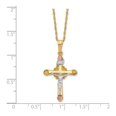 10K Tri-Color Gold Black Hills Crucifix Pendant Necklace – view 4