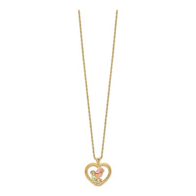 10K Tri-Color Gold Black Hills Rosebud Heart Pendant Necklace – view 3