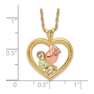 10K Tri-Color Gold Black Hills Rosebud Heart Pendant Necklace – view 4