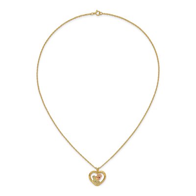 10K Tri-Color Gold Black Hills Rosebud Heart Pendant Necklace – view 6