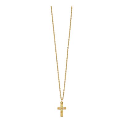 10K Tri-Color Gold Black Hills Leaves Cross Pendant Necklace – view 3