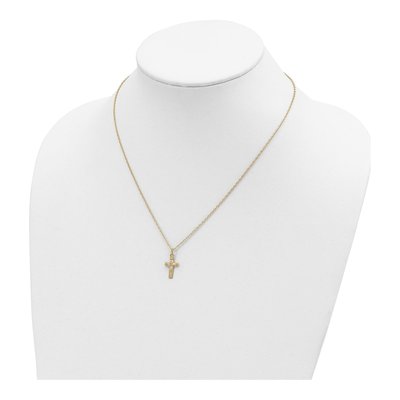 10K Tri-Color Gold Black Hills Leaves Cross Pendant Necklace – view 5