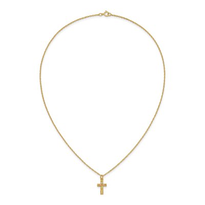 10K Tri-Color Gold Black Hills Leaves Cross Pendant Necklace – view 6