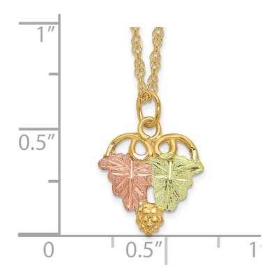 10K Tri-Color Gold Black Hills Grape Leaf Pendant Necklace – view 4