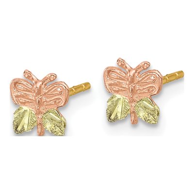 10K Tri-Color Gold Black Hills Butterfly Stud Earrings – view 2