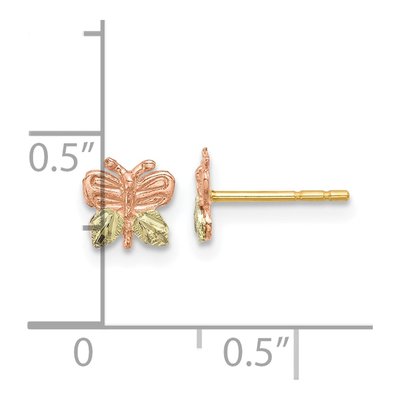 10K Tri-Color Gold Black Hills Butterfly Stud Earrings – view 4