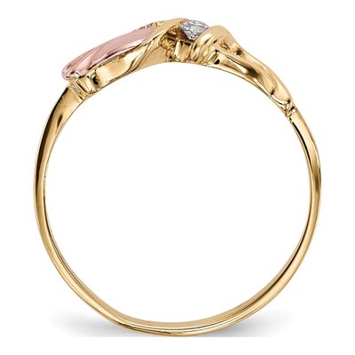 10K Tri-Color Gold 1/20 ct tw Diamond Hills Rosebud Ring – view 3