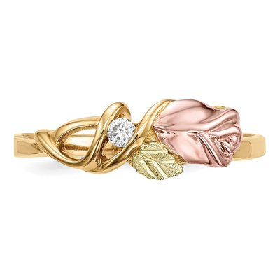 10K Tri-Color Gold 1/20 ct tw Diamond Hills Rosebud Ring – view 5