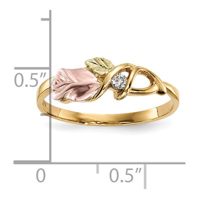 10K Tri-Color Gold 1/20 ct tw Diamond Hills Rosebud Ring – view 6