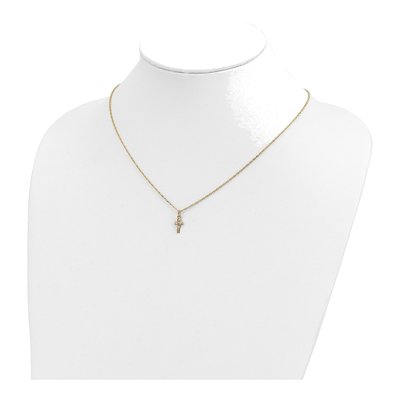 10K Tri-Color Gold Black Hills Leaves Cross Pendant Necklace – view 5